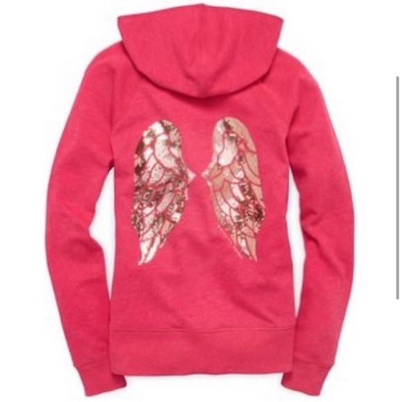 💗Victoria's Secret💗 Bling Angel Wing Hoodie sz M - Picture 6 of 14